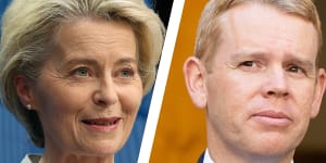 European Commission President Ursula von der Leyen and New Zealand Prime Minister Chris Hipkins.