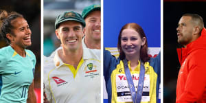 Matildas forward Mary Fowler,Australian men’s Test captain Pat Cummins,swimming sensation Mollie O’Callaghan and retired Sydney Swans great Lance ‘Buddy’ Franklin.