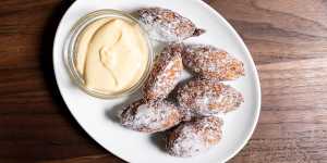 Fritelle di riso with kumquat anglaise.
