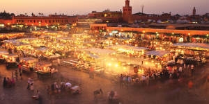 There are fewer crowds at Jemaa el-Fnaa in Marrakech during winter.