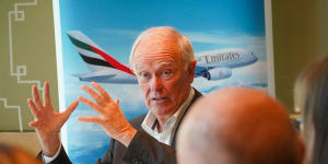 Emirates Airline president Sir Tim Clark in Melbourne on Friday 
