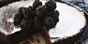 Dark chocolate,blackberry and vanilla tart.