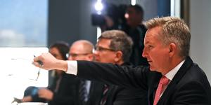 Federal Climate Change and Energy Minister Chris Bowen at the crisis meeting in Sydney on Wednesday. 