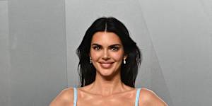 Kendall Jenner arrives at the Vanity Fair Oscar Party.
