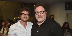 Jon Favreau (right) and Pedro Pascal from The Mandalorian at Star Wars Celebration.