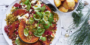 This festive roast pumpkin and grain salad has staying power.