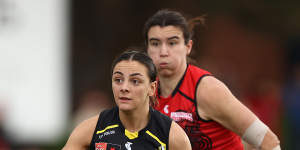 Monique Conti played a starring role for the Tigers against the Bombers earlier in the season.