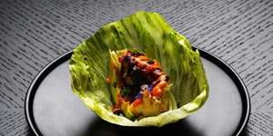 Ora chef Nobuyuki Ura's signature Balmain bug tempura sang choy bao.