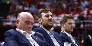 Andrew Bogut looks on during the Kings’ match against the NZ Breakers last week.