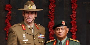 Major General Andrew Freeman with Malaysian Army Major General Dato’ Azhan bin Hj Md Othman in Canberra last year.