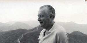Gough Whitlam on the Great Wall of China in 1971,as leader of the opposition.