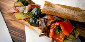 Boccadillo:Roasted Vegetable and Anchovy Rolls.