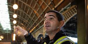 Marc Cote at Central Station,where his walking tour Secrets of the City Circle starts and finishes. 