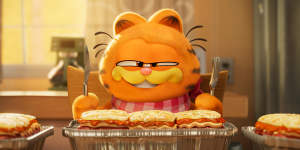 Garfield (voiced by Chris Pratt) in The Garfield Movie. 
