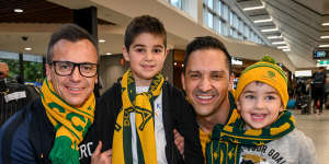 Socceroos supporters Con Cakouris,Georgio,6,Theo Diamandopoulos,and Athan,3. 