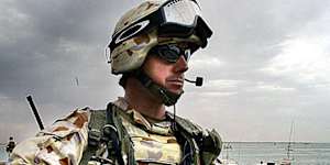 Australian navy divers on watch patrol at the port of Umm Qasr which has been secured by Coalition forces in 2003.