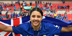 Sam Kerr started and ended her week draped in the Australian flag.