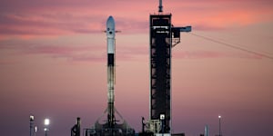 A SpaceX Falcon 9 rocket. The company’s shares joined the Nasdaq 100 last week.