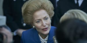 Gillian Anderson as Margaret Thatcher in The Crown:''She narrowed in on that hairstyle very early in her political life and God only knows why she chose it.''