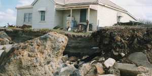 Homes in south-west Victoria were destroyed when the sea reclaimed the land.