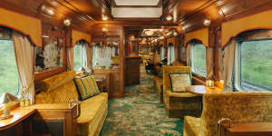 The sumptous piano bar on board the Eastern&Oriental Express.