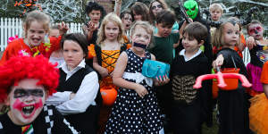 Trick or treaters in popular Willoughby street last year. 