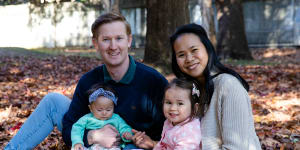 Hugh and Hanako Stump with their two daughters,aged six months and three. 
