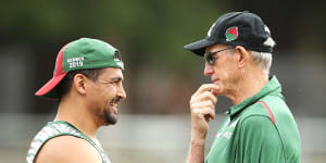 Cody Walker and Wayne Bennett during their time together at the Rabbitohs.