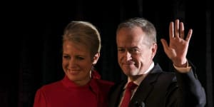 A defeated Bill Shorten and his wife Chloe on election night in Melbourne.