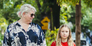 Parent Bec Foley,with her daughter Delilah,who will no longer be in the catchment for Inner Sydney High under the changes.