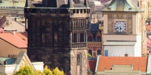 Lovely panoramas:Charles Bridge on Vltava River in Prague.