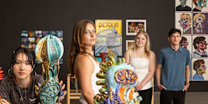 ArtExpress 2025:L-R Riana Shimamune,Scarlett Fotheringham,Maddison Beanland,and Stirling McNeill.