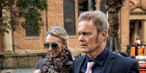 Craig McLachlan arrives at the NSW Supreme Court with partner Vanessa Scammell in 2022.