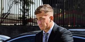 Callan Sinclair arrives at Wollongong court on Friday.