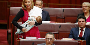 Senator Larissa Waters with her baby Alia,in 2017.