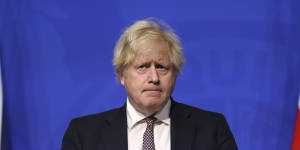 Boris Johnson speaks during a press conference in London on Saturday.