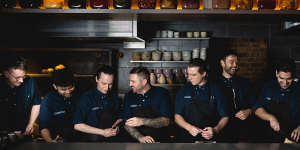 Chef-owner Tim Scott and his brigade at Exhibition.