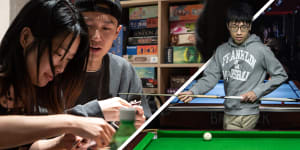 People are seen playing pool at City Heroes Pool Hall,2022. Photo Flavio Brancaleone/The Sydney Morning Herald