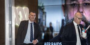 AFP officers leave the ABC headquarters in Ultimo after the June 2019 raid.