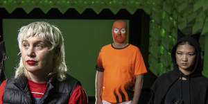 Group therapy meets dress-ups in Oh Deer!,directed by Lara Thoms,second from left,with performers Robert Draffin,Jason Hood and Panda Wong.