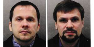 Alexander Petrov,left,and Ruslan Boshirov charged as the two Russians responsible for the Novichok poisonings in Britain. Boshirov's real identity has been revealed to be Colonel Anatoliy Vladimirovich Chepiga.
