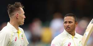 Australian batsmen Marnus Labuschagne and Usman Khawaja.