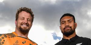 James Slipper and Ardie Savea on the banks of the Yarra.