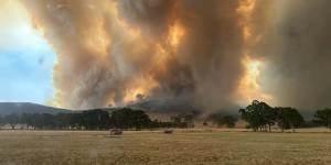 Firefighters battle the Grampians bushfire in the Moyston/Mafeking area on December 20.