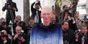 Tilda Swinton in Chanel haute couture at the Cannes Film Festival.