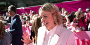 Director Greta Gerwig at Sydney’s Pitt St Mall for a promotional event launching the Barbie movie on June 30.