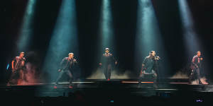 The Backstreet Boys perform on stage at Rod Laver Arena in Melbourne on February 28,2023. 
