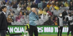 Socceroos coach Graham Arnold is in a precarious position.