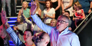 Scott Morrison at his Horizon Church during the 2019 election campaign.