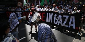 A pro-Palestine protest in Sydney in February. Labor organisers are expecting several thousand to demonstrate at the party’s state conference.